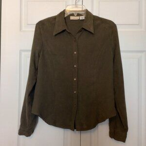 Olive Green Faux Suede Blouse sz S